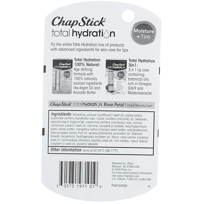 ChapStick Total Hydration Rose Petal 0.12 oz (Pack of 2)-VivaGrace Women