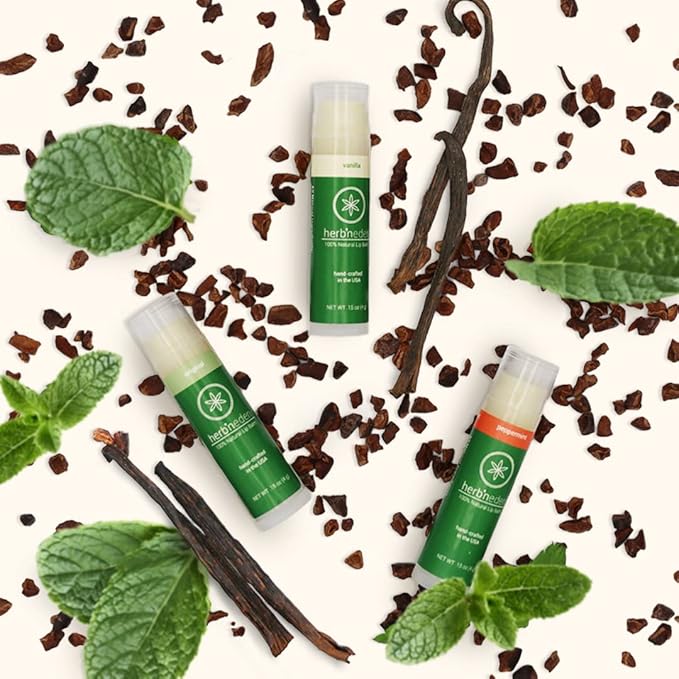 Herb’N Eden Lip Balm Variety Pack of 3 | Moisturizing and Soothing for Dry, Chapped Lips | Vanilla, Peppermint, Unscented | 100% Natural Ingredients | Essential Oils-VivaGrace Women