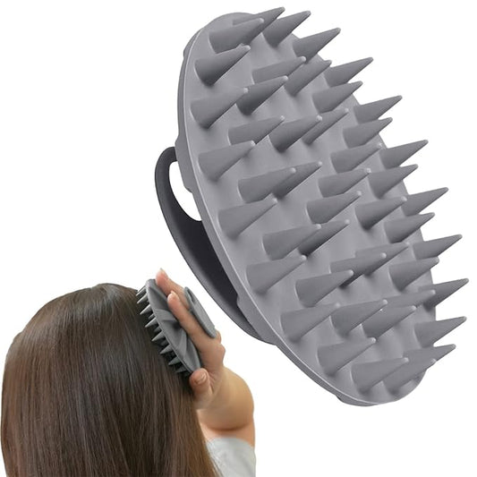 INNERNEED One-Piece Scalp Massager Shampoo Brush, Wet & Dry Scalp Care Head Scrubber Hair Washing, Soft Silicone Bristles, for Hair Growth, Dandruff Removal, Comfortable for All Hair Types (Gray)-VivaGrace Women