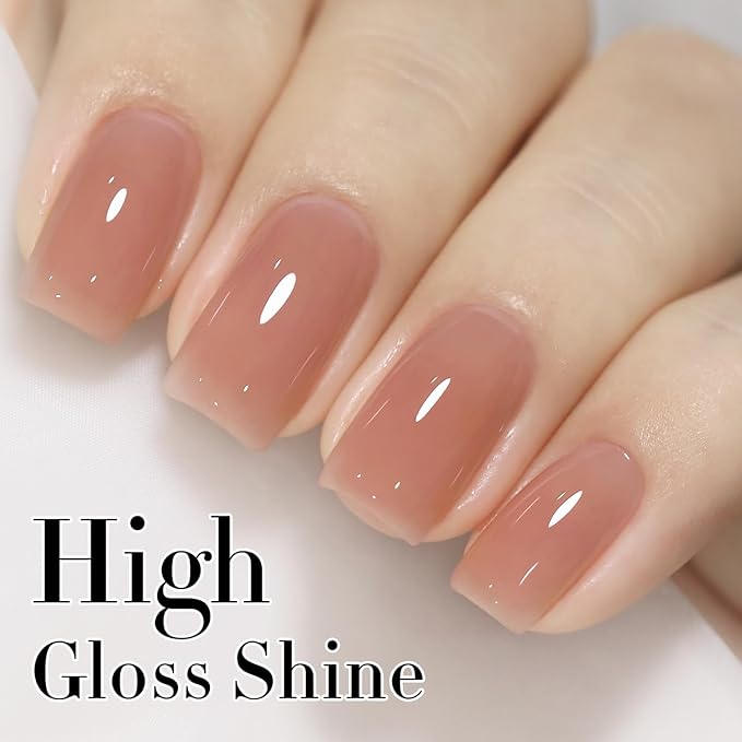Double Rhythm Translucent Gel Polish Sheer Neutral Natural Light Milky Same Color Same Bottle 15ML Jelly Nail Polish Nail Art DIY at Home (Neutral Nude-A1415)-VivaGrace Women