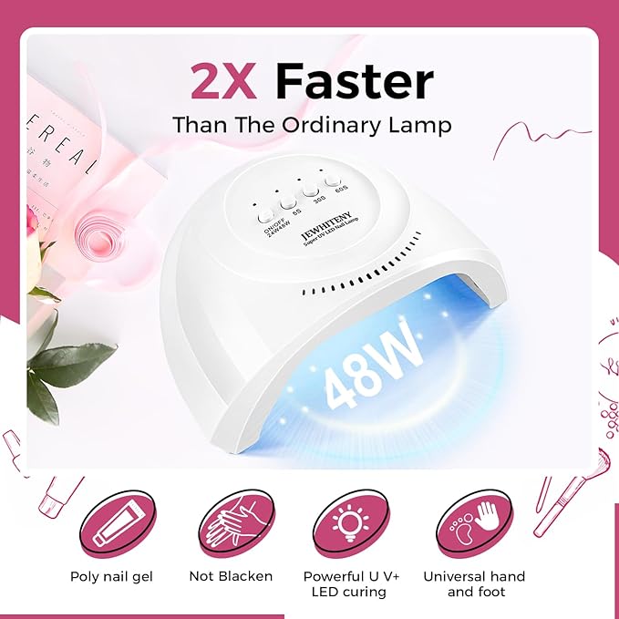 JEWHITENY 28 Colors Poly Nail Gel Kit with Base Top Coat Purple Blue Yellow Nude Pink Glitter Shades Quick-Dry for Beginners DIY Need U V Lamp Curing-VivaGrace Women