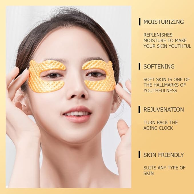BIOAQUA Gold Elastic Soft Crystal Gel Eye Mask Hydrates Nourishes Moisturizing Face Skin Around The Eyes 12g x 5pcs-VivaGrace Women