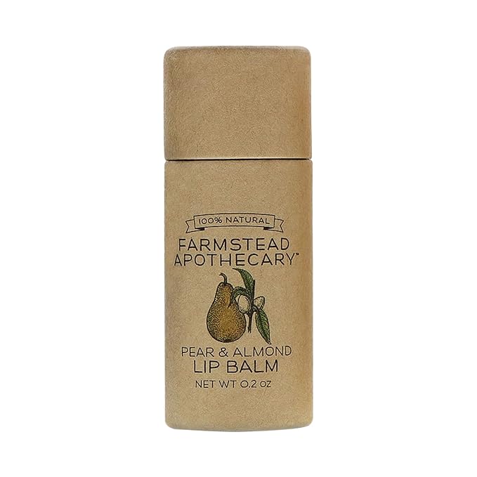 Farmstead Apothecary 100% Natural Lip Balm with Organic Beeswax, Organic Shea Butter & Organic Coconut Oil, Pear & Almond 0.25 oz-VivaGrace Women