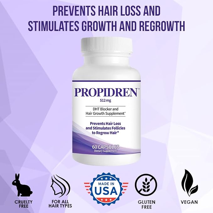 Propidren by HairGenics - DHT Blocker & Hair Growth Capsules to Prevent Hair Loss & Stimulate Hair Follicles, to Stop Hair Loss & Regrow Hair. Proprietary Anti-Hair Loss & Hair Regrowth Treatment.-VivaGrace Women