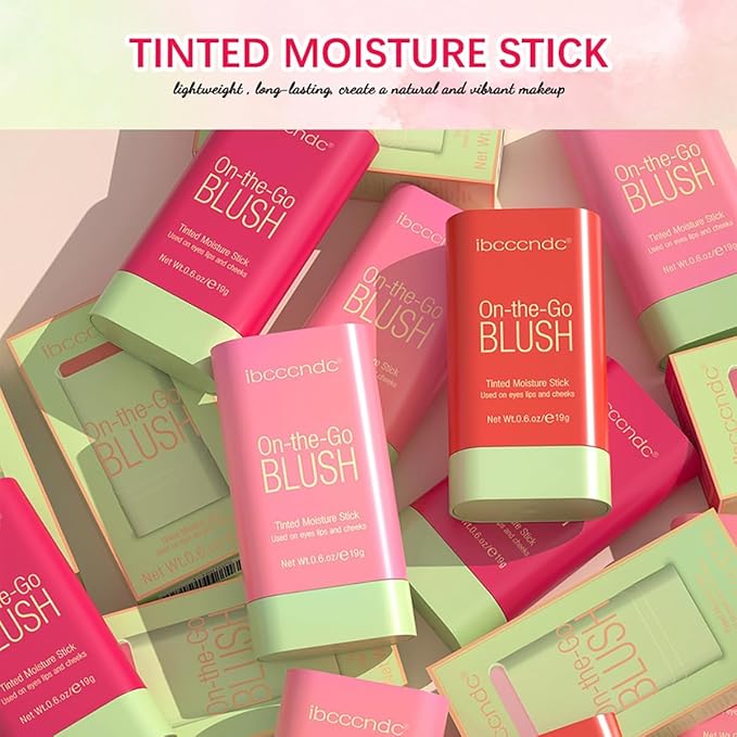 Multi-Use Makeup Blush Stick, 3-in-1 Cream Blush Stick Beauty Tinted Solid Blush Stick for Cheek/Eyes/Lips, Waterproof Moisturizer Stick, Suitable for All Skin (01# Shy Pink)-VivaGrace Women