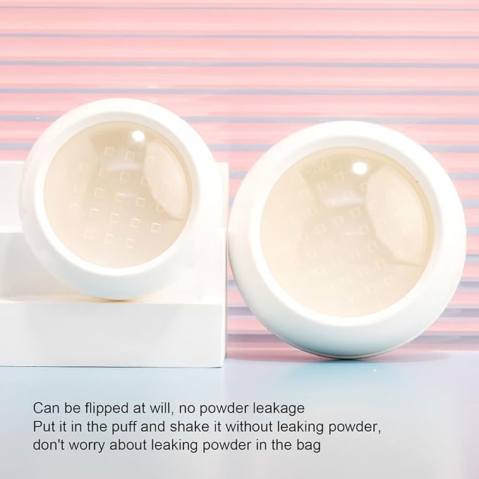Dioche Loose Powder Container with Puff Sifter Lids, Plastic Refillable Empty Loose Powder Puff Case Face Powder Blusher Makeup Cosmetic Jars Containers for Travel Daily Use-VivaGrace Women