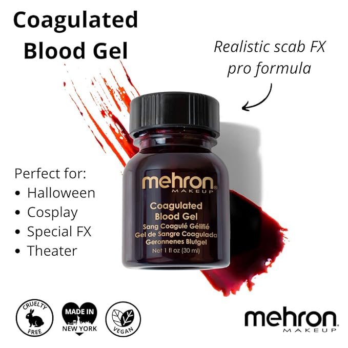 Mehron Makeup Coagulated Blood Gel | Fake Thick Blood Makeup | SFX for Halloween, Cosplay, and Special FX 1 oz (30g)-VivaGrace Women
