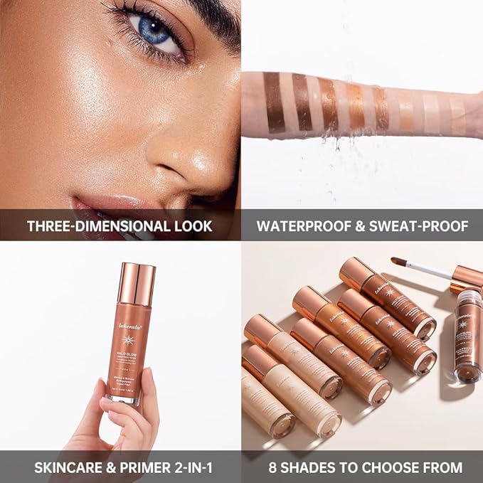 Halo Glow Liquid Face Filter, Complexion Booster For A Glowing, Soft-Focus Look, Infused With Hyaluronic Acid, Vegan & Cruelty-Free 1.06 OZ/31.5ml -08-VivaGrace Women