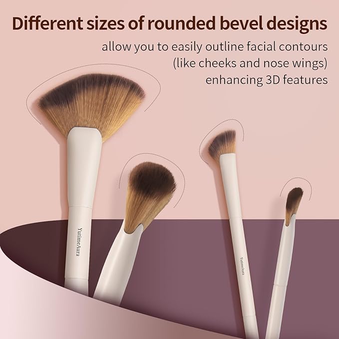 Makeup Brushes, Dual End Makeup Brush Set 7 Pcs, Foundation Contour Powder Concealer Eye Shadows Blush Make Up Brushes, Travel Gift Set, Cruelty-Free-VivaGrace Women