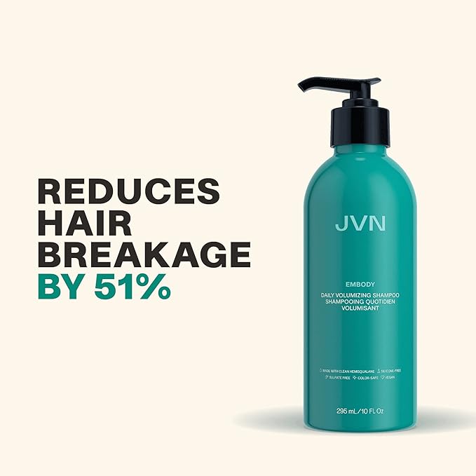JVN Embody Volumizing Shampoo, Clean, Volume-Boosting Shampoo for All Hair Types, Clarifying, Adds Fullness and Restores Shine, Sulfate-Free, 10 Fluid Ounces-VivaGrace Women