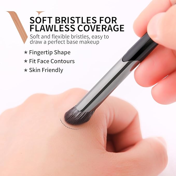 DUcare Nose Contour Brush, Angled Concealer Brush Under Eye, Small Under Eye Makeup Brush for Dark Circles Puffiness Puffy Face Eyebrow Eyes (V02 Mini Contour Brush)-VivaGrace Women