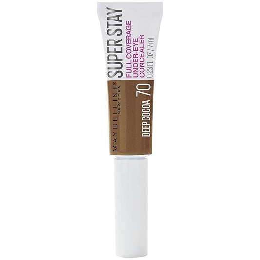 Maybelline Super Stay Super Stay Full Coverage, Brightening, Long Lasting, Under-eye Concealer Liquid Makeup Forup to 24H Wear, With Paddle Applicator, Deep Cocoa, 0.23 fl. oz.-VivaGrace Women