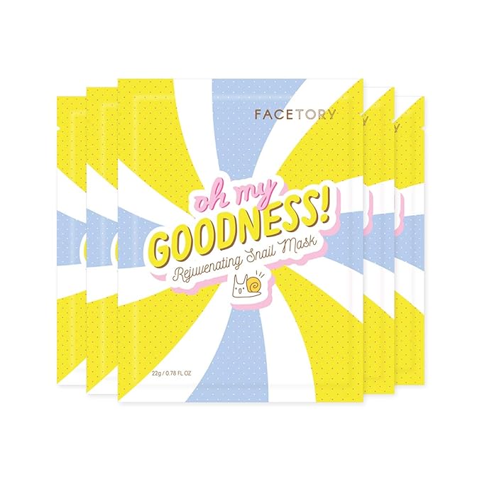 FACETORY K Beauty Face Mask Skin Care - OH MY GOODNESS REJUVENATING SNAIL Sheet Mask with Snail Essence & Hyaluronic Acid | Seal in Moisture (5 Pack)-VivaGrace Women