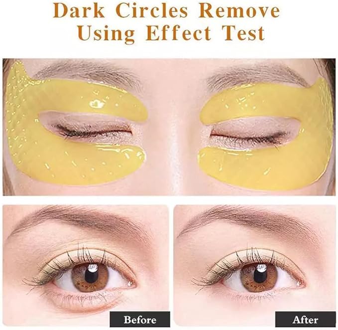 Gold Hydrogel Eye Mask Collagen Crystal Eye Mask Patches Anti-Aging Under Eye Pads - Reduce Wrinkles,Puffy Eyes,Dark Circles,Eye Bags - Moisturizer Eye Contour Mask, Improve Skin Elasticity | 5 Pairs-VivaGrace Women