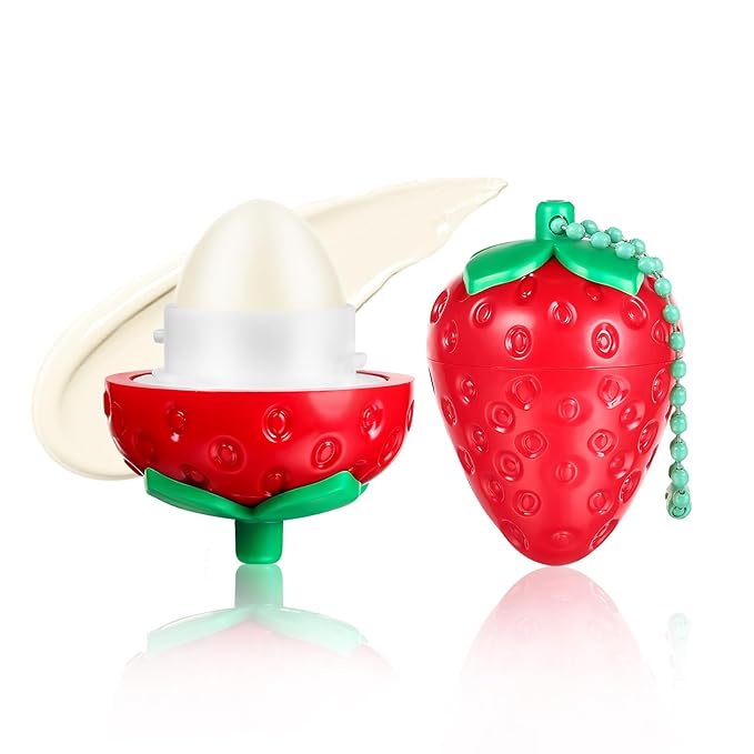 KISSIO Lip Balm,Strawberry Lip Balm,Lip Care with B5 Panthenol,Jojoba Seed Oil and Ceramide,Moisturize and Soothe Chapped Lips,Reduces Lines and Enhances Lip Elasticity,Cruelty Free,0.12 oz(02#)-VivaGrace Women