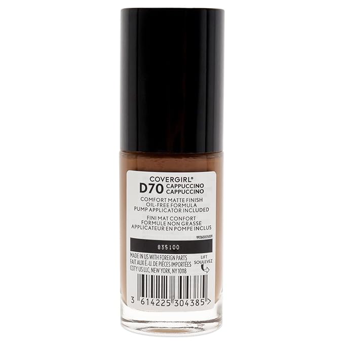 COVERGIRL Trublend Matte Made Liquid Foundation, D70 Cappuccino, 1.01 Fl Oz, 2 Count-VivaGrace Women
