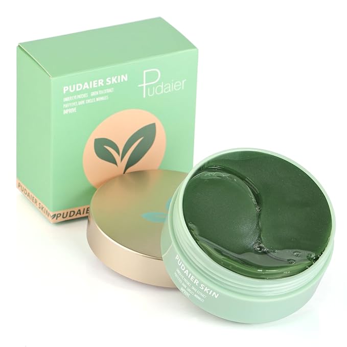 Under Eye Patches for Puffy Eyes, Dark Circles and Wrinkles, 60 Pcs Eye Masks with Rose, Snail and Green Tea Extract to Refresh Your Eye Skin (Green Tea Extract)-VivaGrace Women