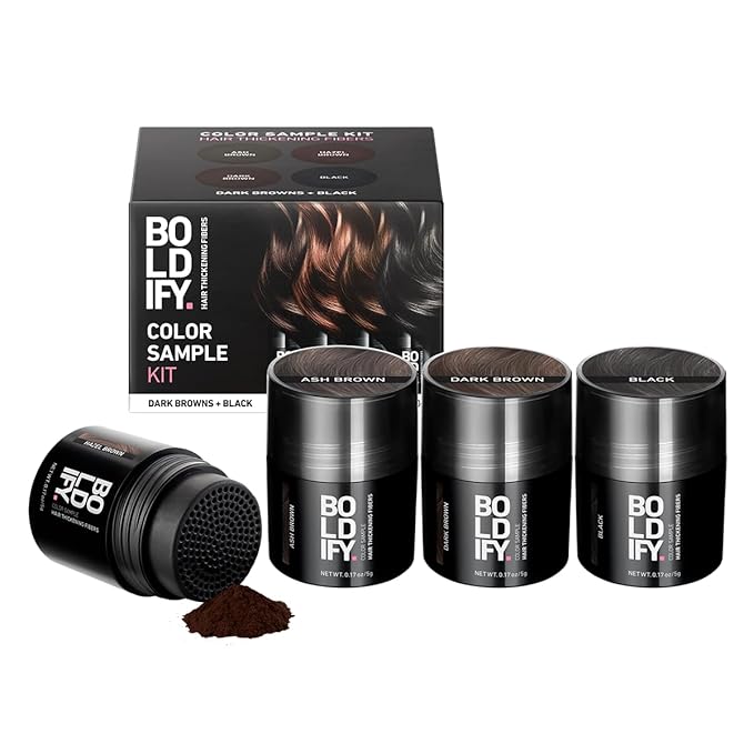 Boldify Hair Fibers Color Sample Kit - Fill In Thinning and Fine Hair for an Instantly Fuller, Thicker Look - 14 Shades for Women & Men - Dark Browns + Black-VivaGrace Women