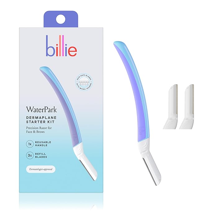 Billie - Dermaplane Starter Kit - Reusable Handle + 3 Refill Blades - Remove Facial Hair + Perfectly Shape Brows - Dermatologist-Approved - WaterPark-VivaGrace Women