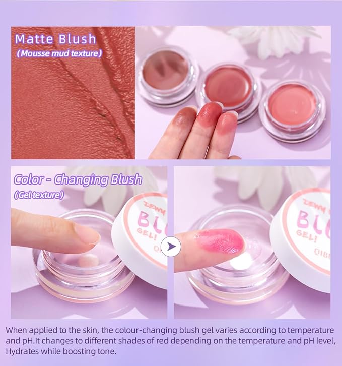 Warm Change Blush Clear Color Change Moisturizing Natural Nude Long-lasting All-Day Face Enhancing Makeup Color,-VivaGrace Women