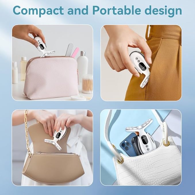 Neck Face Massager, 7-in-1 Portable Facial Massager for Enhanced Face, Neck and Shoulder Care with Vibrating and Warming Function，White