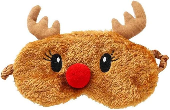 Cute Eye Mask for Sleeping Plush Cartoon Animal Sleep Plush Eye Mask Relaxation Suitable for Travel Family Party Toys for Christmas Elk Deer-VivaGrace Women