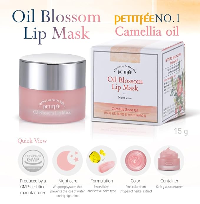 PETITFEE Sleeping Lip Mask Camelia Seed Oil 0.53 Oz. | Day & Night Repairing Balm, Overnight Lip Mask, Lip Treatment for Dull & Dry Lip, Deep Nourishing with Vitamin E, 5 Phyto Oil Complex-VivaGrace Women