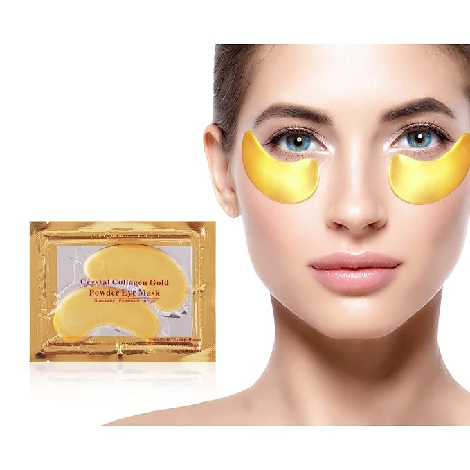 MEICOLY Lip and Eye Mask Sheet Moisturizing Gold Under Eye Mask Gel Crystal Collagen Anti-Aging Eye Patches Dark Circle Remover 30 Pads with Box, A-VivaGrace Women