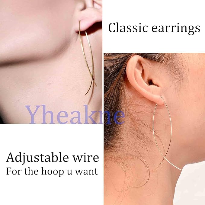 Boho Thin Arch Hoop Earrings Gold Threader Wire Earrings Open Hoop Earrings Minimal Everyday Earrings Jewelry for Women and Girls-VivaGrace Women