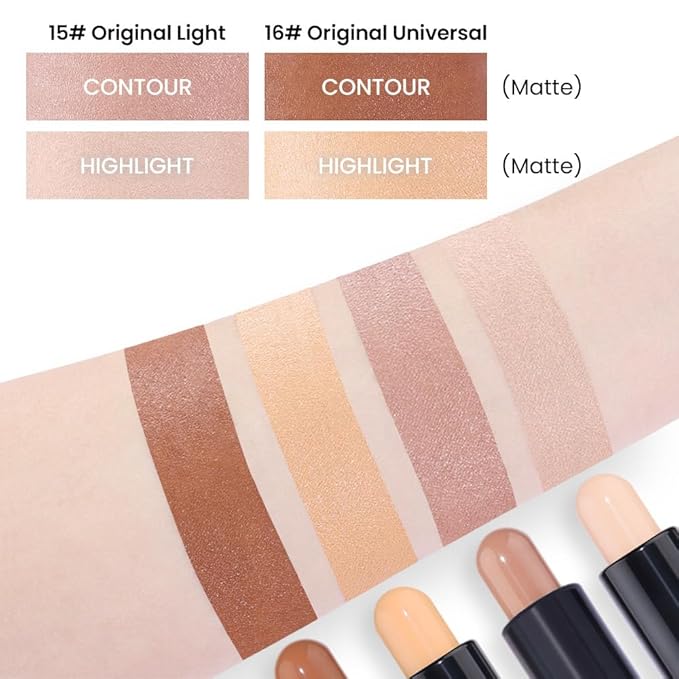 evpct 2in1 Face Shaping & Contouring Stick Cream Contour Concealer Bronzer Stick Makeup Kit for Face Highlighter Makeup Stick contorno maquillaje de maquillaje, ORIGINAL Light + ORIGINAL Universal-VivaGrace Women