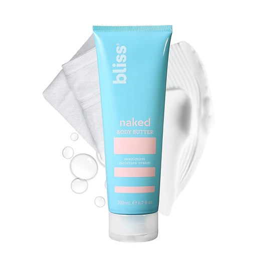 Bliss - Naked Body Butter - Unscented - Maximum Moisture Cream - 6.7 Fl Oz - Daily Moisturizer for Women & Men - Fragrance Free - Vegan and Cruelty Free-VivaGrace Women