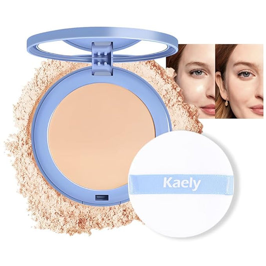 evpct Kaely Oil Control Pressed Face Powder, Get Smooth Flawless Fine Lines and Lightweight Finishing Foundation, Control Shine Long Lasting Waterproof Face Setting Powder Cosmetic, 06 Vanilla-VivaGrace Women