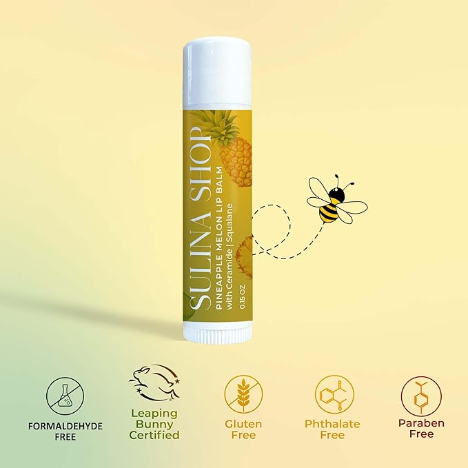 Pineapple Melon Lip Balm Hydrating & Nourishing Lip Moisturizer with Squalane, Castor Oil, Castor Oil, and Vitamin E, Smooth Application, Lip Care, Barrier Protection, Non-Waxy, Refreshing Scent-VivaGrace Women