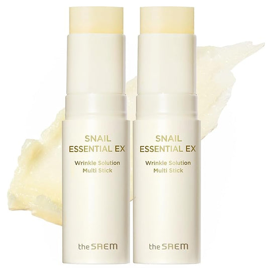 THESAEM Snail Essential EX Wrinkle Solution Multi-Purpose Balm Stick – Anti Aging & Moisturizing – Face & Eye Treatment – With Snail Collagen & Honey for Moist Glow, 0.4oz. 2 Pack-VivaGrace Women