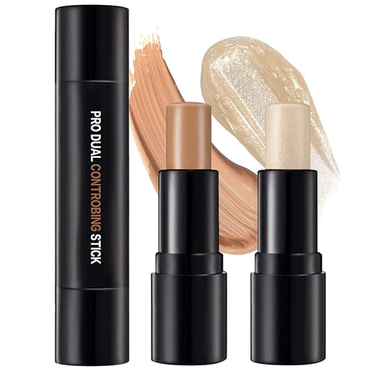 Double-End Contour Highlighter Stick, Contour Stick,Face Highlighter, Contour Makeup Contouring Sticks Cream Concealer (6)-VivaGrace Women