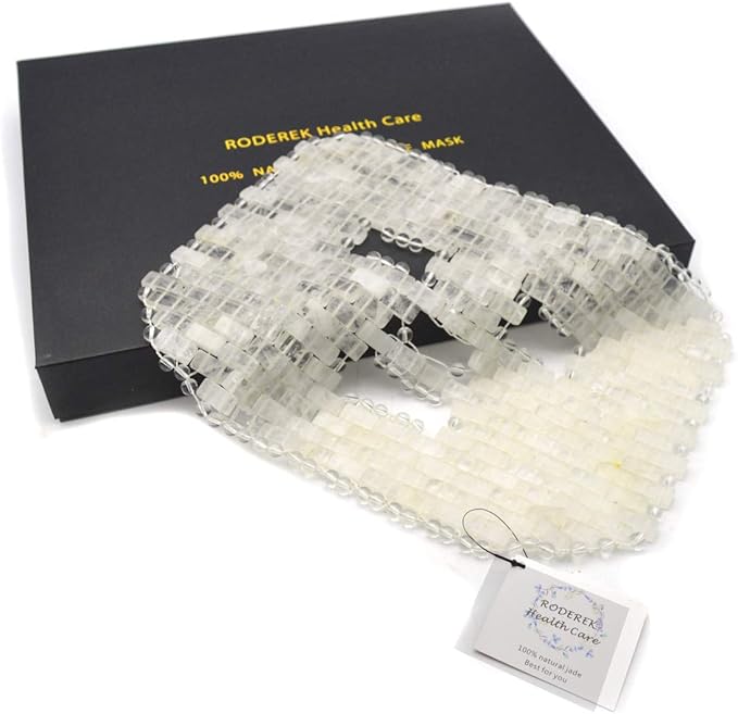 Jade Face Sleeping Mask, Jade Mask for Relieving Face & Eye Puffiness Migraine, Anti Wrinkle Mask Therapy, Yoga Meditation Tools (Clear Crystal)-VivaGrace Women