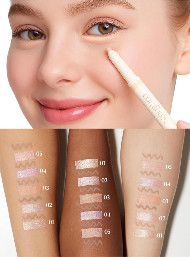 CORALHAZE Idol AEGYO-SAL Maker 03 Tangerine Coral, 2-in-1 Under-Eye Highlighter and Contour Liner for Bright, Voluminous Eyes, Long-Lasting, Smudge-Proof Shimmer Stick with Natural Glow, Korean Beauty-VivaGrace Women