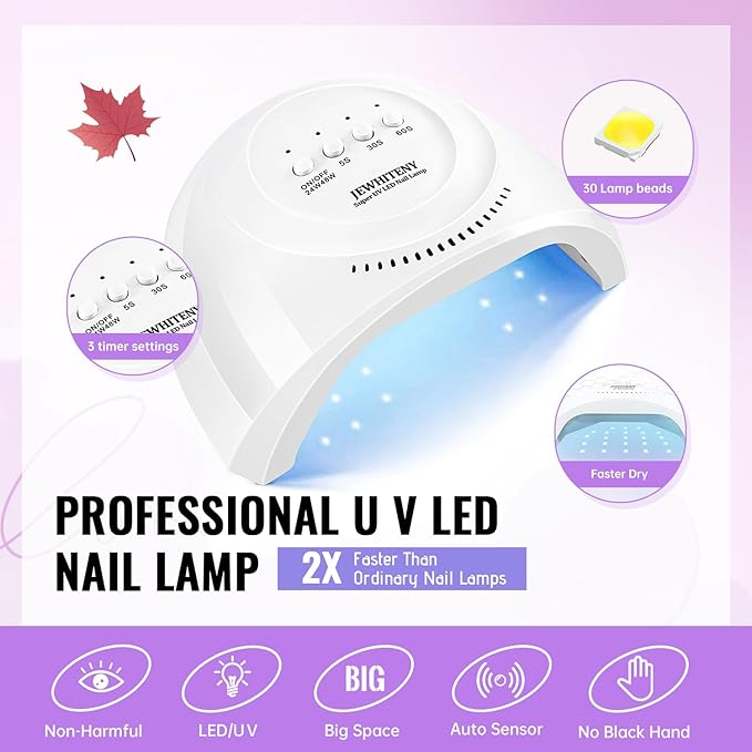 JEWHITENY Poly Gel Nail Kit 14 Colors - Yellow Nude Pink Blue Purple Glitter Tones Starter Kit with UV Lamp Base & Top Coat All-in-One Gift for Women Need U V Light Curing-VivaGrace Women