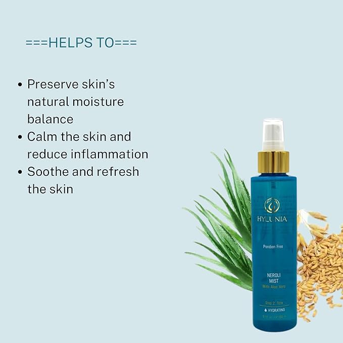 Hylunia Neroli Mist - instant moisturizing spray - Colloidal Silver and Aloe Vera - for younger fresher looking skin - all natural toner-VivaGrace Women