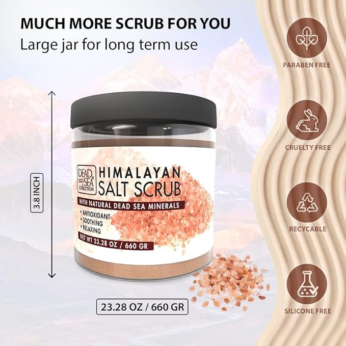Dead Sea Collection Himalayan Salt Scrub – Exfoliating Body Scrub for Women – Moisturizing and Nourishing Skin – with Pure Oils and Dead Sea Minerals (23.28 Oz)-VivaGrace Women