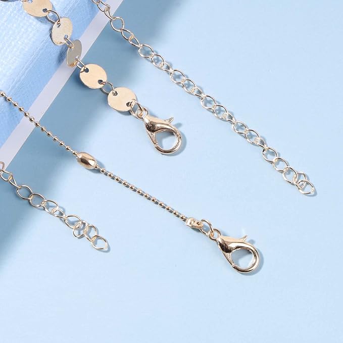 Boho Layered Satellite Disc Choker Necklace Gold Sequin Disc Chain Necklace Vintage Double Layer Necklace Short Collarbone Necklace Chain Jewelry for Women and Girls Gift-VivaGrace Women