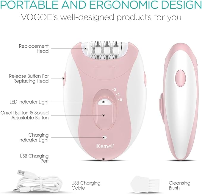 Epilator for Women, Smooth Glide Epilator for Women Face with 2 Speeds, Smooth Face Trimmer Device, Facial Hair Removal for Face Legs Arms Armpit Bikini-VivaGrace Women