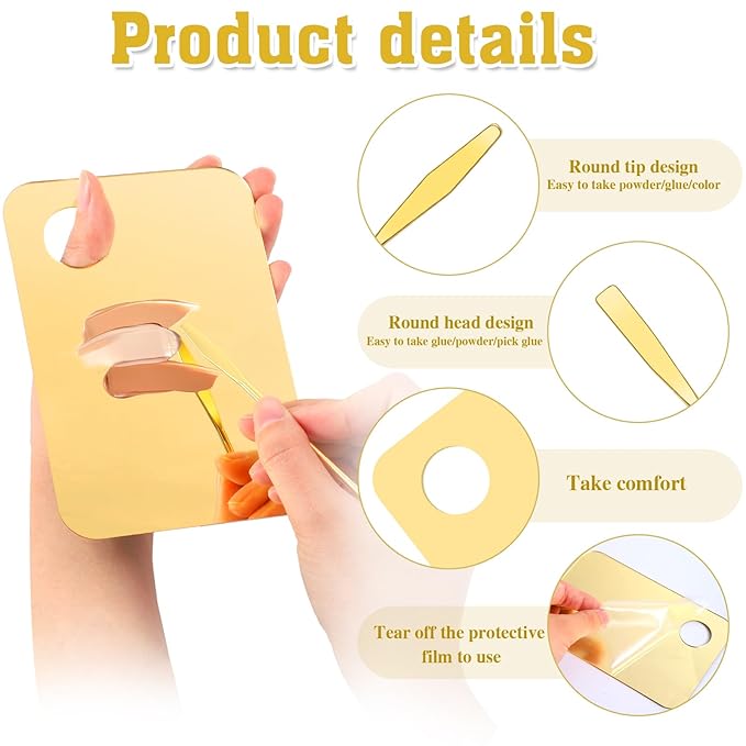 6 in 2 Sets Makeup Mixing Palette, Gold Acrylic Cosmetic Palette with Korean Makeup Spatula Tool for Mixing Foundation Eye Shadow Lipsticks Nail Art-VivaGrace Women