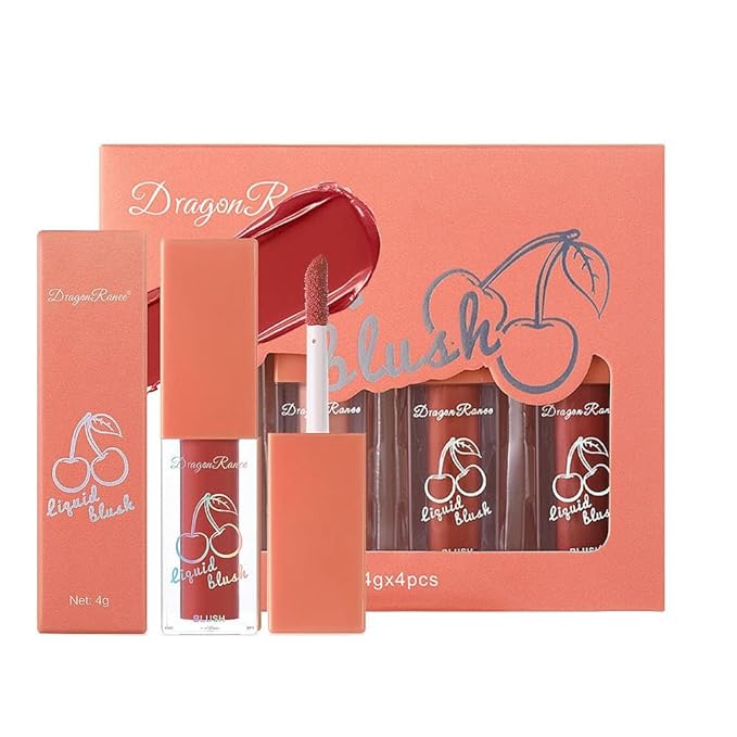 Liquid Blush 4Pcs Set Makeup for Cheeks Matte Finish Soft Cream, Flushed Cheeks, Vegan & Cruelty-free,Long-Wearing, Smudge Proof, Natural-Looking-VivaGrace Women