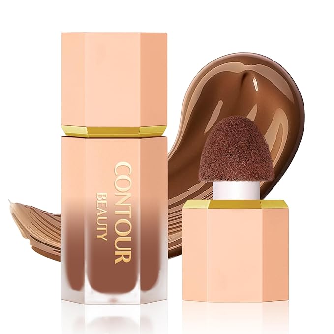 Liquid Contour Stick, Soft Cream Contour Makeup, Liquid Bronzer Face Concealer Matte Contouring with Cushion Applicator, Long Lasting Silky Face Contour Cream Bronzer Contouring Makeup (103)-VivaGrace Women