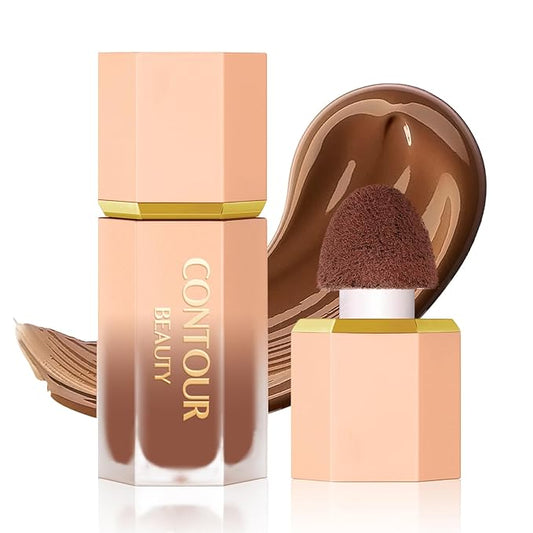 Liquid Contour Stick, Soft Cream Contour Makeup, Liquid Bronzer Face Concealer Matte Contouring with Cushion Applicator, Long Lasting Silky Face Contour Cream Bronzer Contouring Makeup (103)-VivaGrace Women