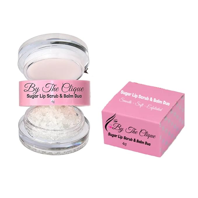 Premium 2 in Exfoliating Sugar Lip Scrub and Smoothing Safflower Oil Infused Lip Balm Duo | All Natural Ingredients | Vegan, Gluten Free and Cruelty Free | Vanilla Sugar-VivaGrace Women