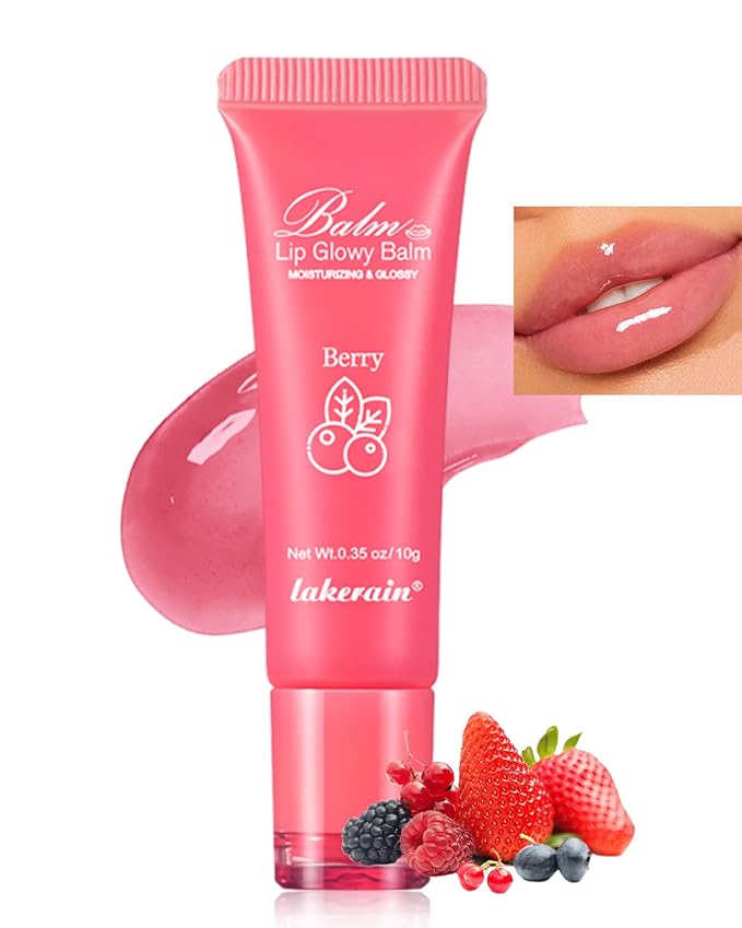 Hydrating Lip Glowy Balm, Ultra-Nourishing Lip Balm for Dry Cracked Lips, Moisturizer Lip Repair Sleeping Lip Mask, Day and Night Lip Care Therapy Treatment, Glossy Smooth Lip Butter Balm-02#Berry-VivaGrace Women