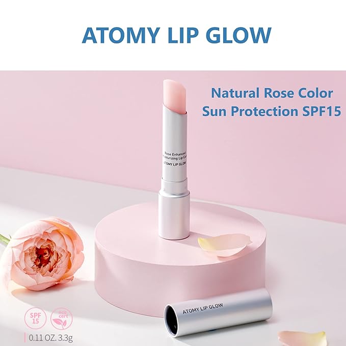 Atomy Lip Glow 3.3g x 2 EA - Moisturizing Lip Care Treatment Balm with Natural Pink Color-VivaGrace Women