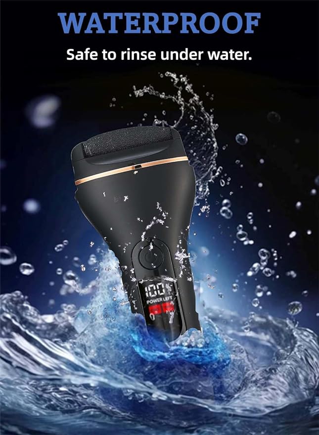 Electric Foot Callus Remover, Portable Electric Foot File with 15 in 1 Professional Pedicure Kits, Rechargeable Pedicure Tools for Foot Care, Waterproof Remover Cracked Feet & Dead Skin (Black)-VivaGrace Women